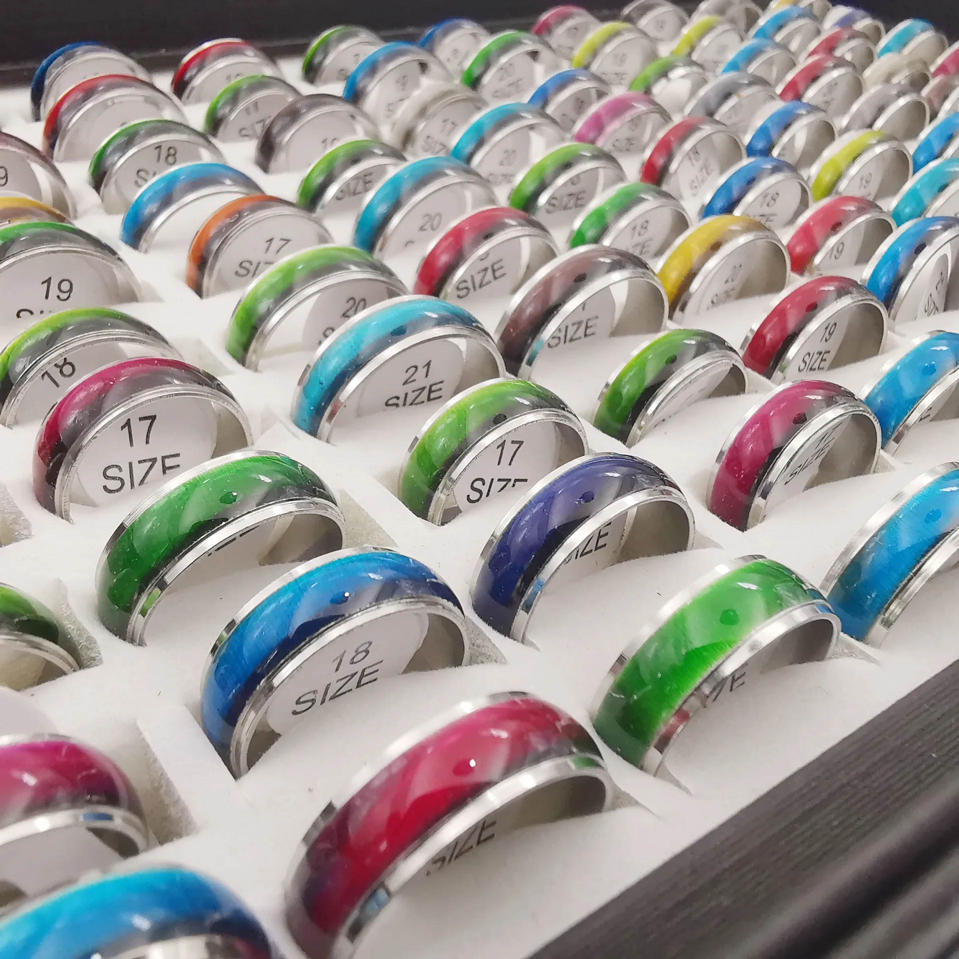 Alla moda uomo e donna a buon mercato in acciaio inossidabile acciaio al titanio trasparente blu anello di gatto anello gioielli misto lotto all'ingrosso