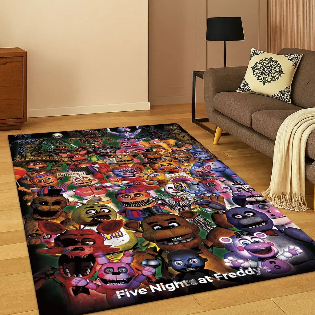 3D F-FNAF Spiel-Cartoon-Teppich für Schlafzimmer, Wohnzimmer, Sofa, Fußmatte, Heimdekoration, Kinder-Spielteppich, rutschfest, Weihnachtsgeschenk