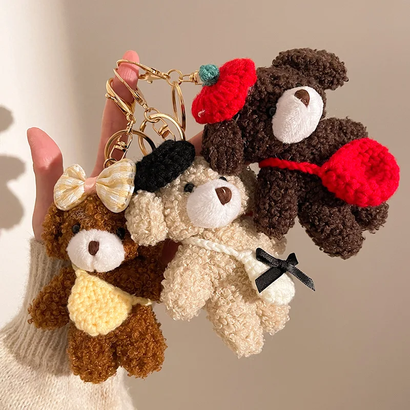 Creativo e Adorabile Ciondolo a Forma di Orsetto Simpatico Portachiavi Orsetto di Peluche Accessorio Decorativo per Borsa