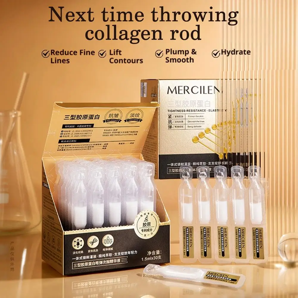 Gesichtsessenz mit Kollagen zur Straffung, Faltenreduzierung und Feinlinienreduzierung, Feuchtigkeitsspendende Essenzflüssigkeit zur Aufhellung der Haut Image