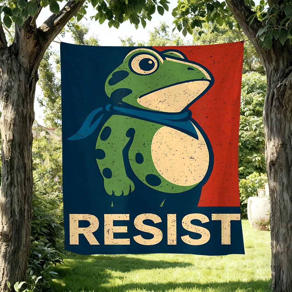 Resist Portland Frog Flagge für Picknick, Party, Kunst, Heimdekoration, Outdoor, Camping, Banner, Geschenke Image