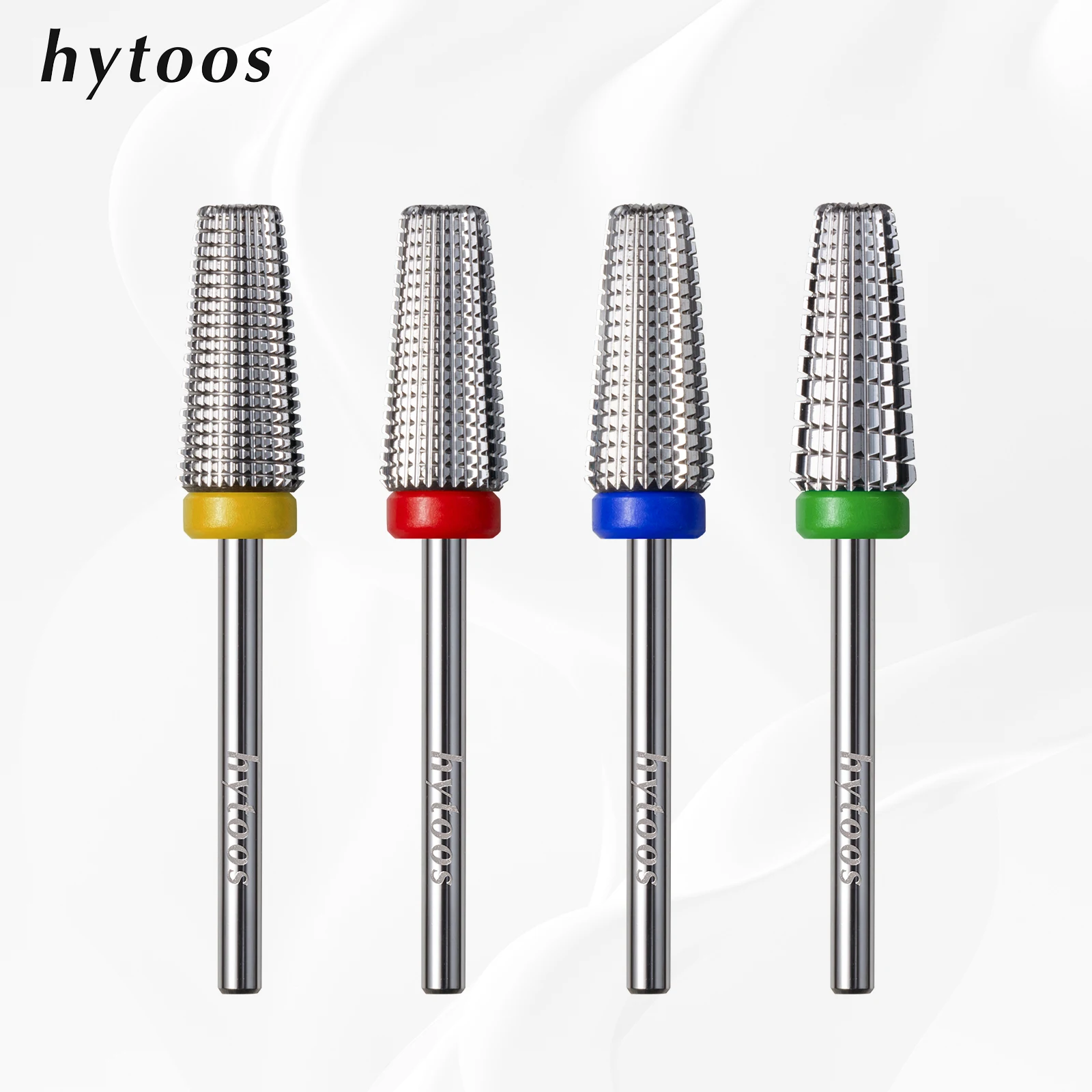 HYTOOS 5-in-1 Hartmetall-Fräser 3/32 Zoll, Zweiwege-Konischer Nagelbohrer, Gerader Fräser für Maniküre-Nagelzubehör Image