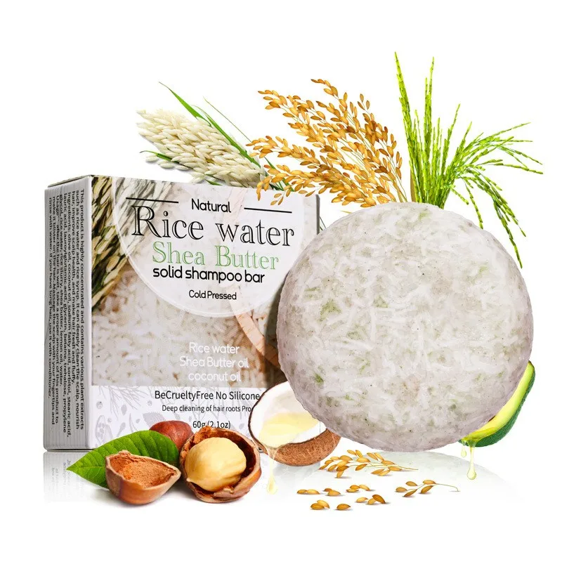 Shampoo Solido Naturale Biologico Artigianale con Olio di Tea Tree e Acqua di Riso per Capelli Grassi Cura della Pelle Crescita e Rafforzamento Etichetta Privata