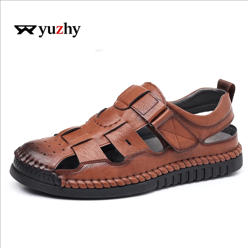 Sommer-Herrensandalen aus echtem Leder, Freizeitschuhe für Herren, Outdoor-Herrensandalen aus Leder für Herren, Strandschuhe, römische Herrenschuhe