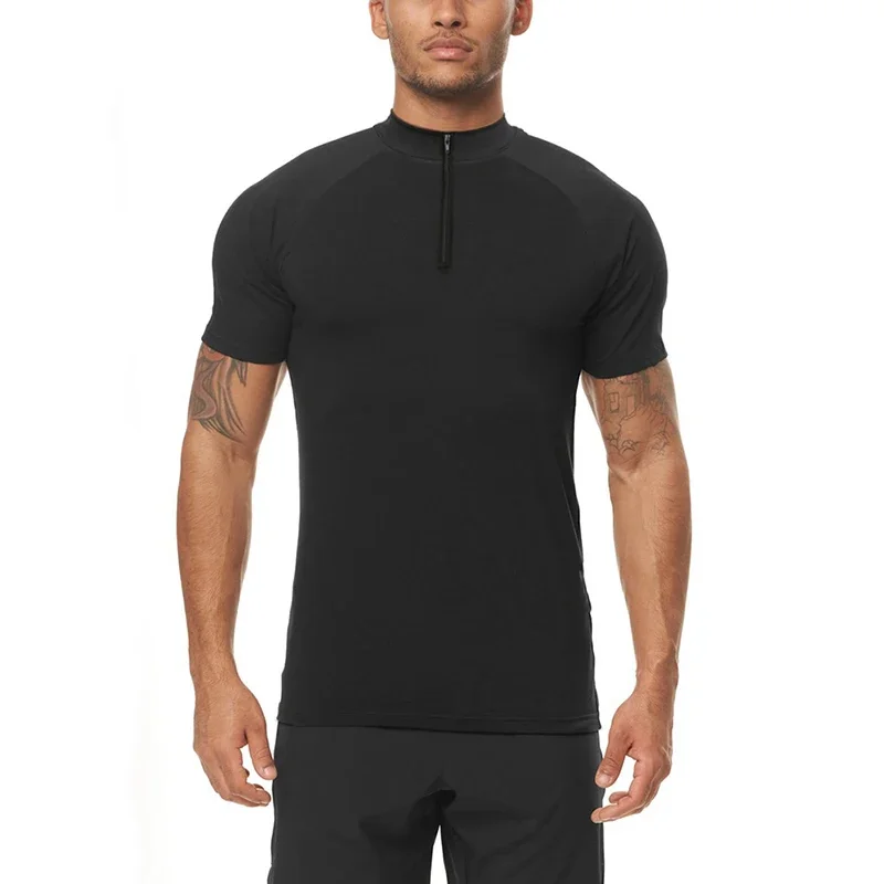 Maglietta da corsa da uomo camicia a compressione abbigliamento da palestra Polo estiva Fitness manica corta maglietta rapida e asciutta Bodybuilding muscolare t-Shirt