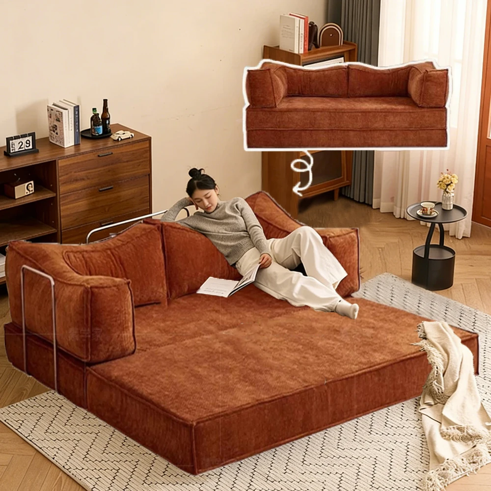 Klappbares Schlafsofa Multifunktionales Modulares Kompressions-Schlafsofa für Wohnzimmer Schlafzimmer Lazy Pudding Retro-Stil Schlafsofa Image