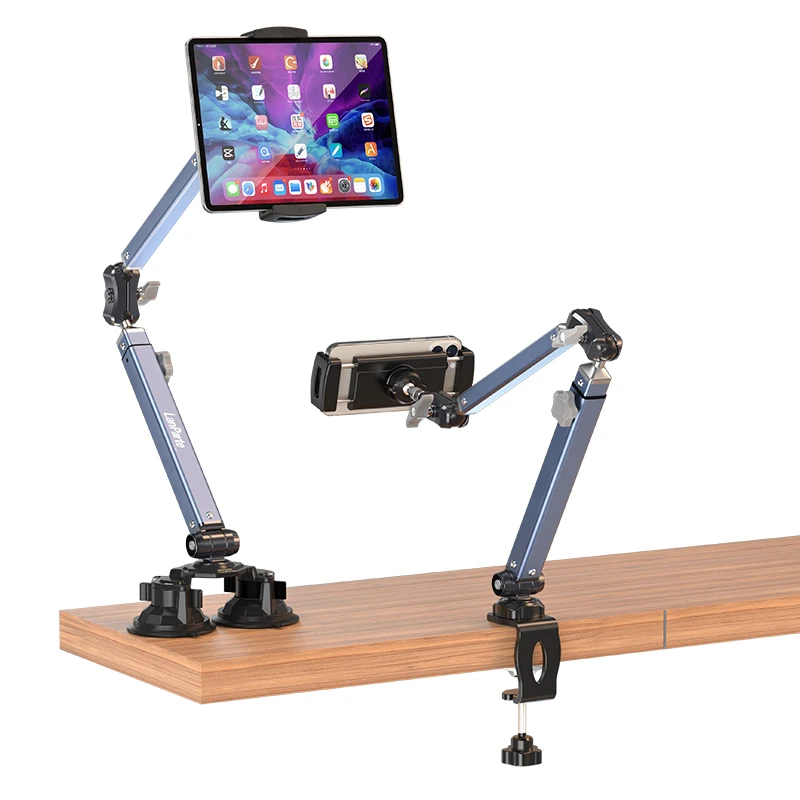 Lanparte Schreibtisch-Tablet-Halterung aus Aluminiumlegierung für tragbaren iPad-Monitor 4,7–15,6 Zoll, Tablet-Armhalterung, kompatibel mit allen iPad Pro 12,9 Image