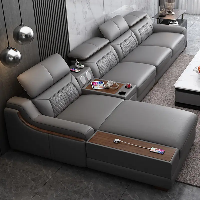 Atunus Ledersofa Luxus-Couches 7-Sitzer Sofa-Set Ecksofa Modulares Modernes Sofa Wohnzimmer L-Form Couch Image