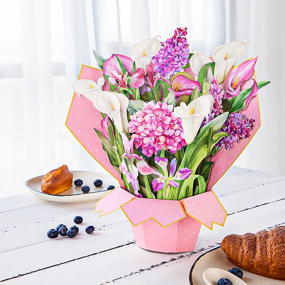 Calla-Lilien-Bouquet 3D-Grußkarte – das perfekte Geschenk für Familie, Freunde und Liebhaber. Image