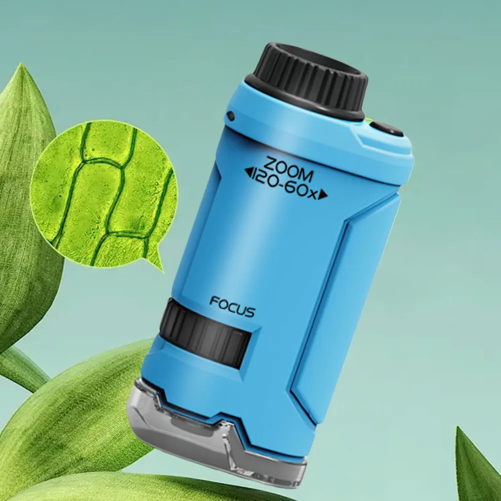60-120x Handmikroskop mit LED-Licht Taschenmikroskop Kleiner Wissenschaftler Mikroskop Wissenschaft für Kinder Image