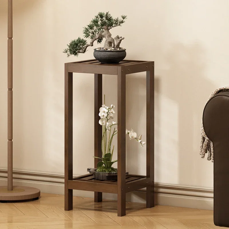 Holz-Blumenständer, Wohnzimmer Bodenlanger Mehrstöckiger Blumentopf-Ständer, Balkon Blumentisch Aufbewahrungsregal 2025 Neues Modell Image