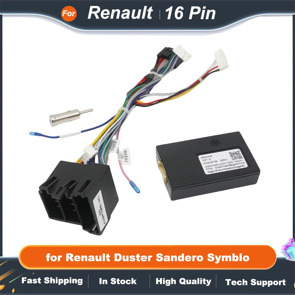 Kabelbaum CAN Bus Decoder 16-poliger Stecker auf ISO-Stecker Autokopfeinheit Kabeladapter für Renault Duster Sandero Symblo Image