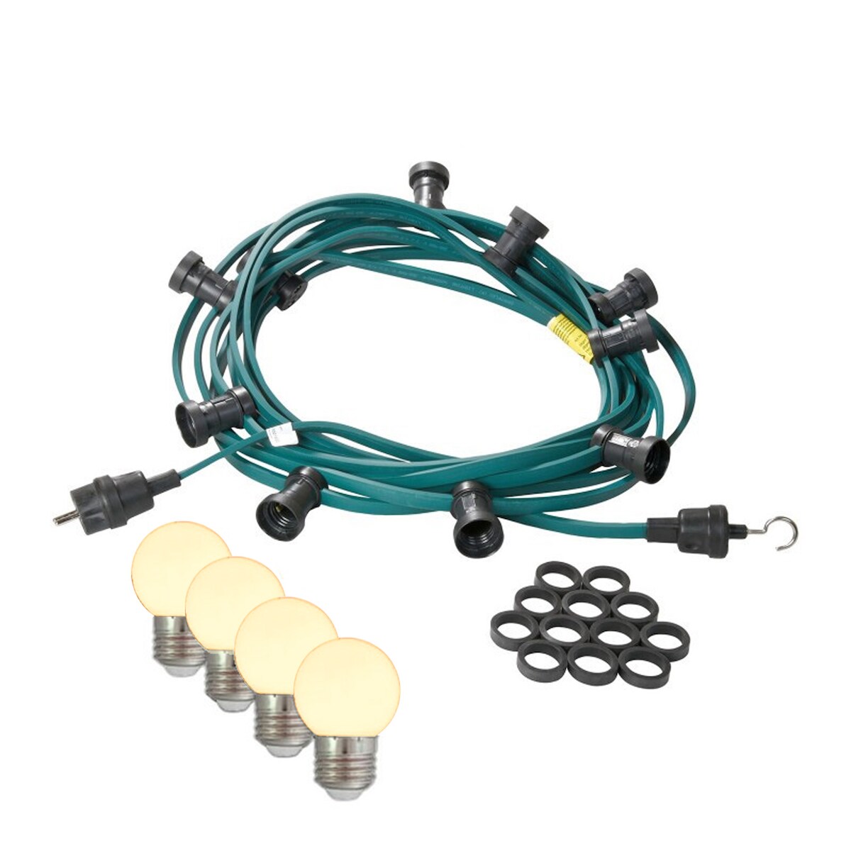 Illu- Party Lichterkette Außenlichterkette 20m grün 30 warmweiße LED Kugellampen Image