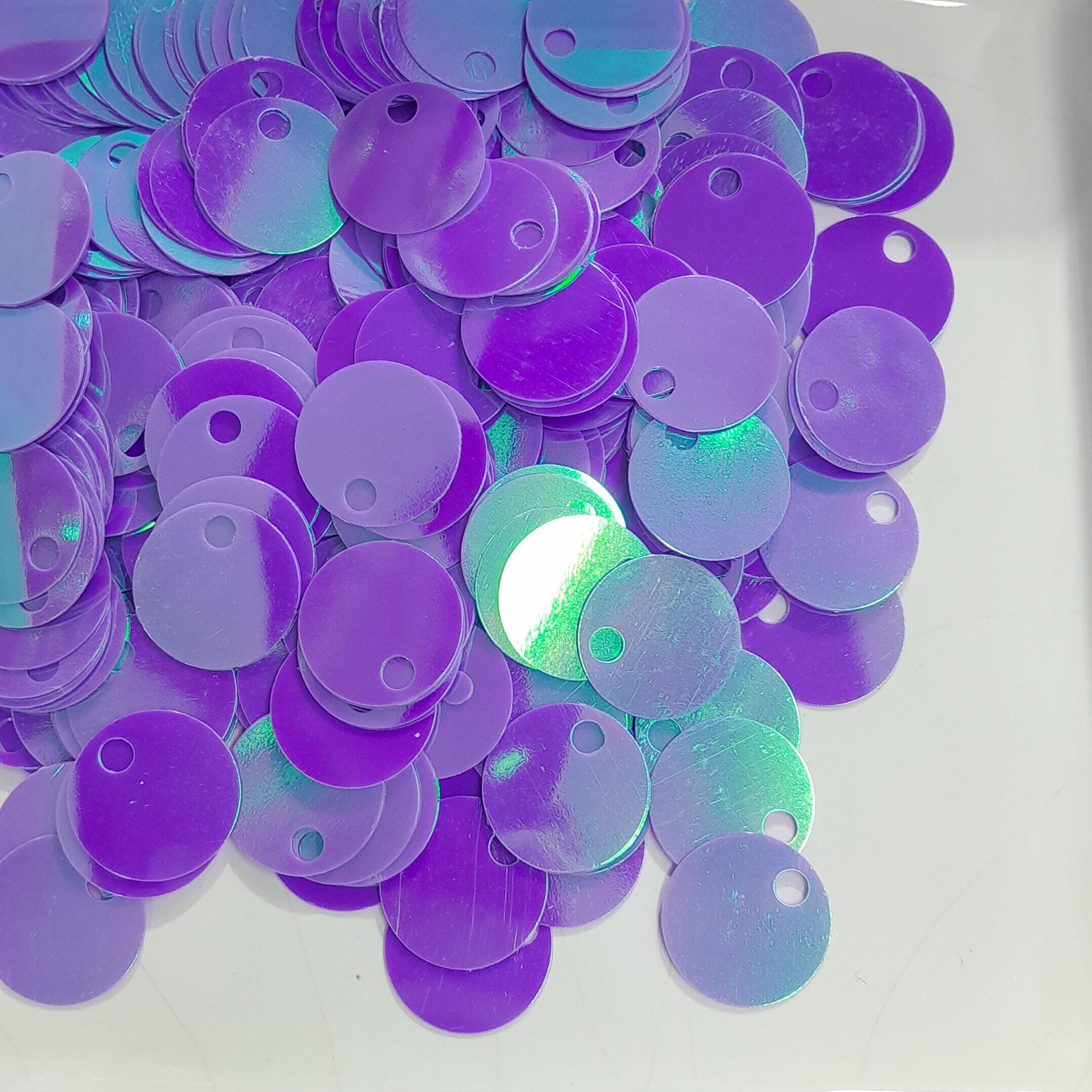 Paillettes irisées violet lavande, paillettes d'iris rondes 10 mm/20 mm/30 mm avec grand trou supérieur