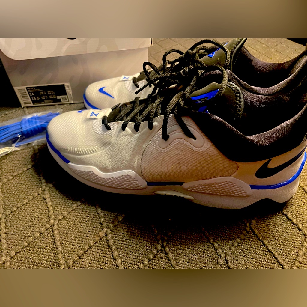 Nike Shoes | (Nwt) Nike Pg 5 Playstation White - Mens Shoes | Color: Blue/White | Size: 14
