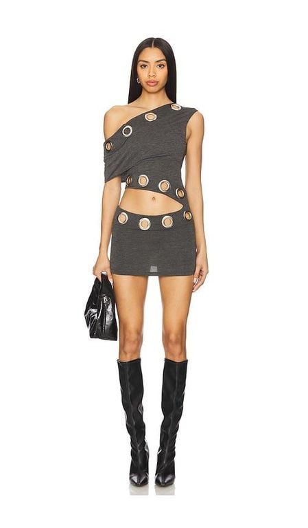 Asymmetric Eyelet Dress