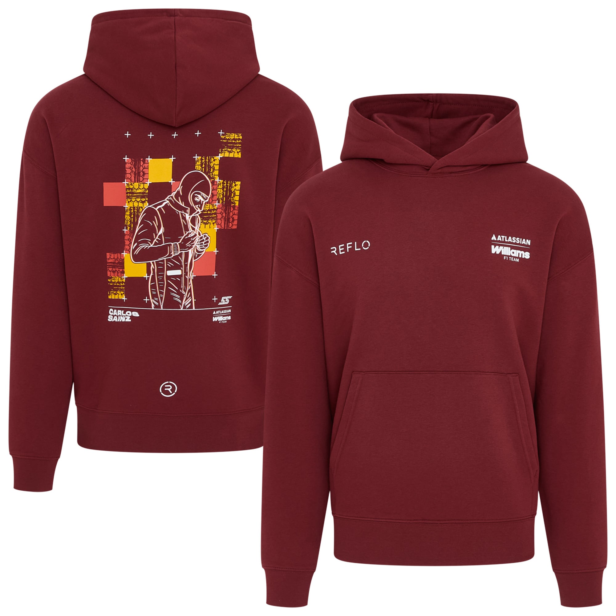 Sweat à capuche graphique unisexe Rokit Williams Racing X Reflo Carlos Sainz - unisexe Taille: 3XL