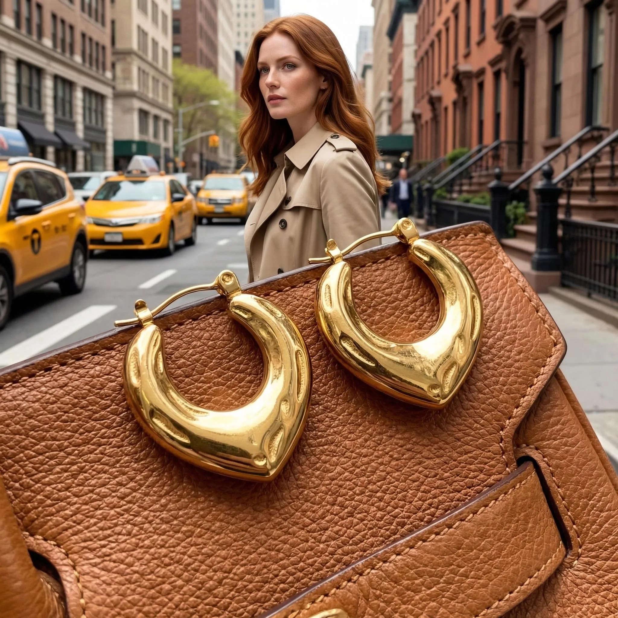 C-förmige Ohrringe mit Ein-Klick-Verschluss für sicheres Tragen. Luxuriöse urbane Modeaccessoires für vielfältige Kombinationen. Image