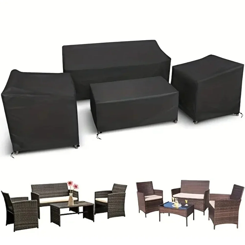 4 Stück/Set Terrassenmöbel-Abdeckungen, robuste, wasserdichte Gartenmöbel-Abdeckungen, Rattan-Gartenmöbel, winddicht