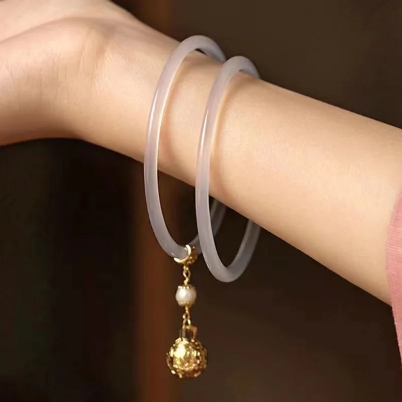 2 Teile/satz Natürliche Armreifen Retro Exquisite Fee Glocke Glas Armband Femme Mode frauen Casual China Schmuck Geschenke Dekoration Image