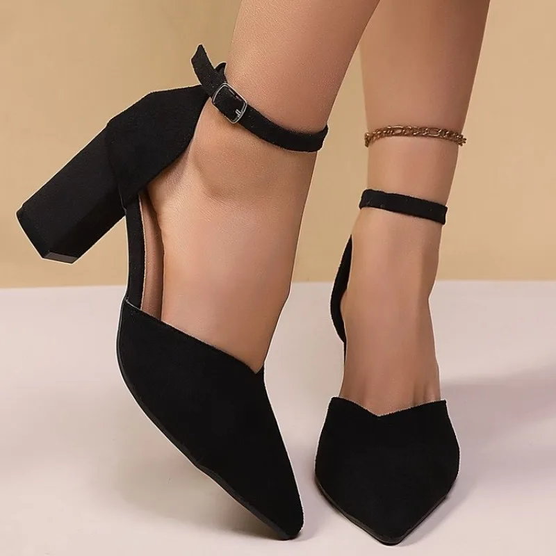 Damen High Heels Sandalen Spitze Sexy Schuhe 2026 Sommer Luxusmarke Kleid Chunky Schuhe Damen Pantoletten Mode