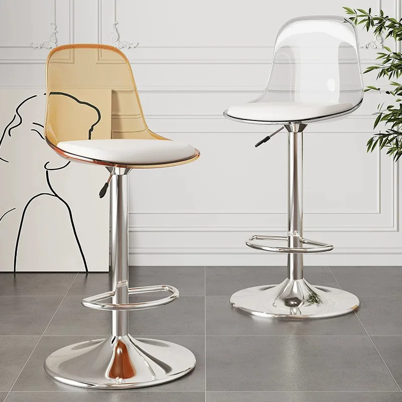 Verstellbarer Drehbarer Barhocker mit Gaslift, Hoher Rückenlehne, PU-Leder, Moderner Thekenstuhl für Küche und Frühstücksbereich Image