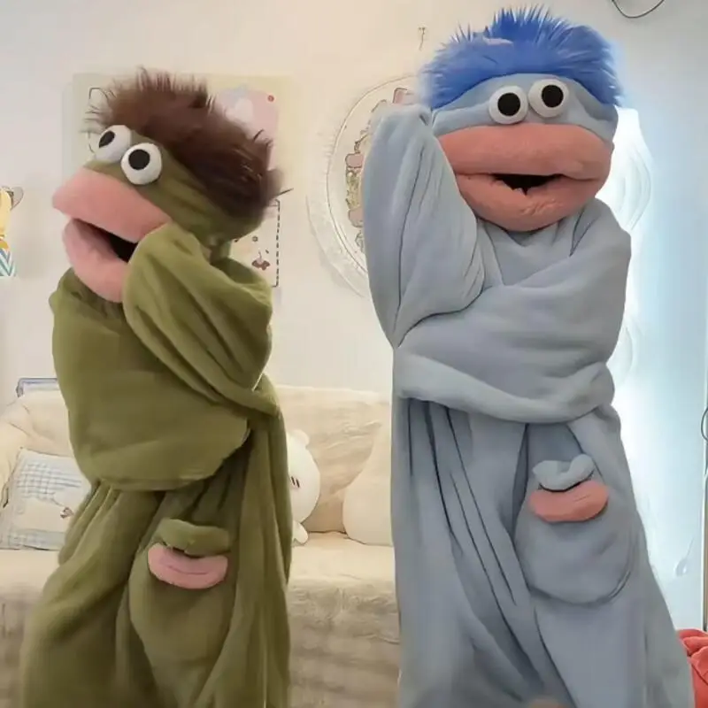 Big Mouth Monster Cartoon Wacky Pyjamas Herbst-Winter-Paar-Set, warmhaltender langer Bademantel, mit Fleece gefüttert, verdickt, Freizeit-Homewear Image