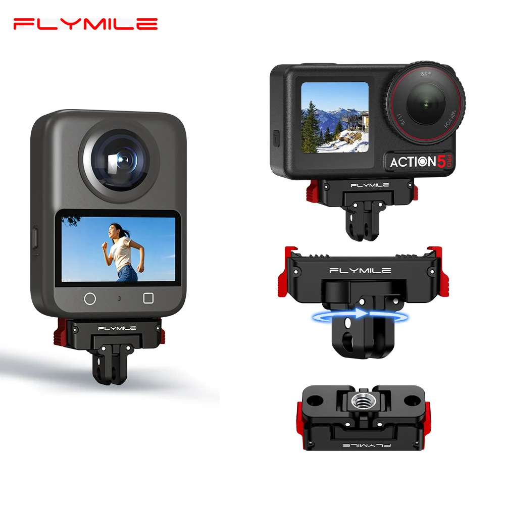 Flymile Magnetischer Adapter für DJI Action 3/4/5 Pro/Osmo 360 Kamera Zubehör Kunststoff Drehbare Schnellwechsel-Basis Image