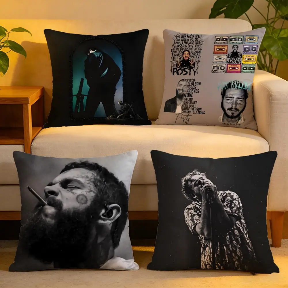 Kissenbezug aus Leinen, hautfreundlich, weich, dekorativ, für Sofa, Heimdekoration, Singer Hot Post M-Malone Kissenbezug Image