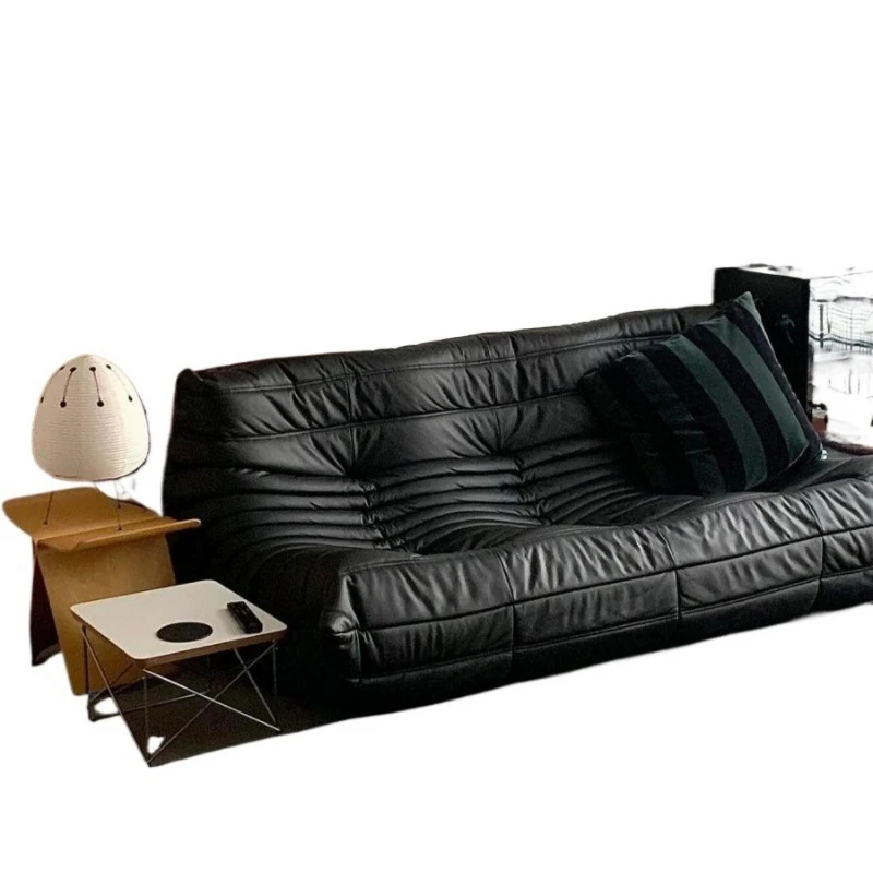 Leder Schwarzes Ecksofa Rechtwinklig Bauhaus Wohnzimmer Ecksofa Doppel Einzelsofa