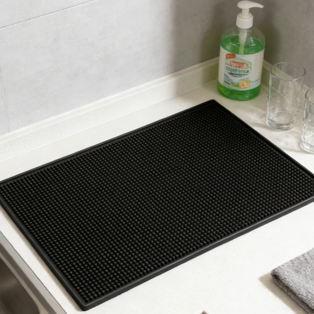Leeseph wiederverwendbare PVC-Aufsatzmatten, minimalistische rechteckige Wasserfiltermatte für Barmatte, Kaffeematte für die Hausbar Image
