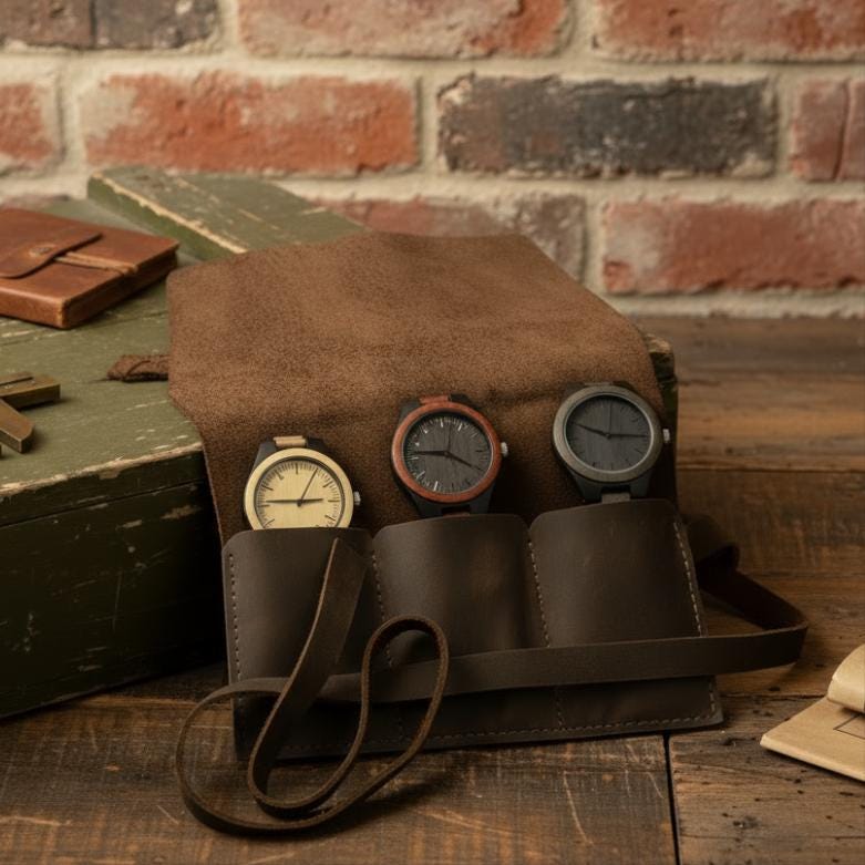 Custodia da viaggio per orologi, custodia a rotolo per orologi, organizer in pelle per orologi, custodia in pelle per orologi, custodia in pelle per o