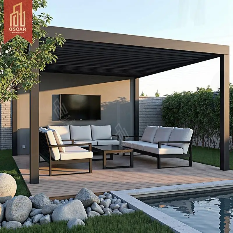 Commercio all'ingrosso della fabbrica di alluminio esterno con feritoia motorizzata schermo giardino Patio balcone bioclimatico 3x3 3x4 4 4x6x4m Pergola