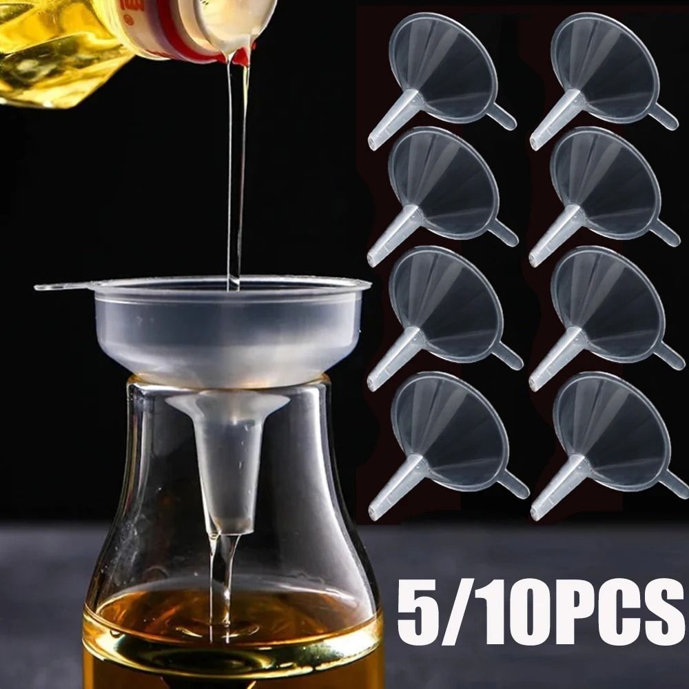 Mini Funnel Transparent Plastic Funnels Small Mouth For Perfume Lotion Liquid a 5 Pcs