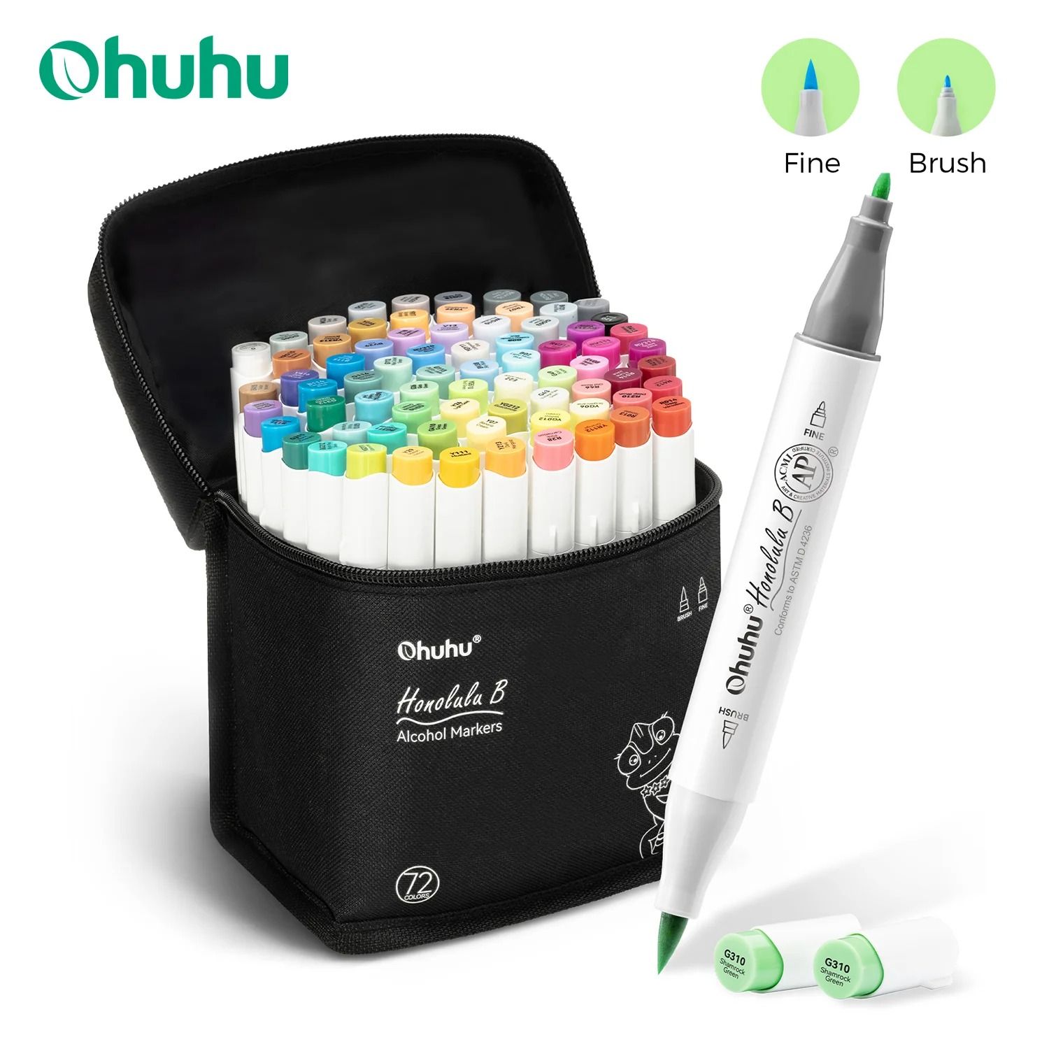 Ohuhu Honolulu B Series Master Marker Set Refillable Alcohol Art Markers 24 Basic Colors