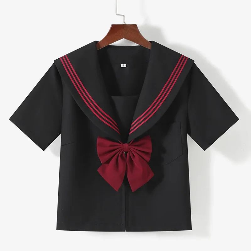 Women's Black Japanese JK Sailor School Uniform Set Classic Anime Cosplay Student Outfit With Pleated Skirt long Sleeve Set xs 7788 Lb