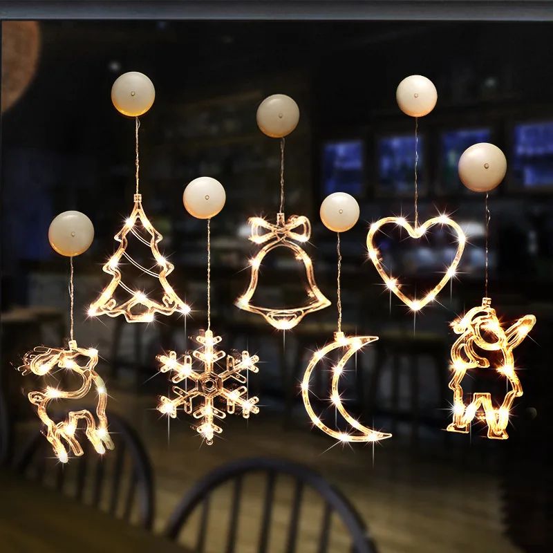 LED Christmas Window Sucker Lights Battery Powered Hanging Holiday Decor Lamp christmas Tree
