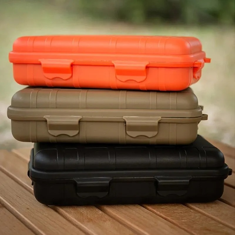 Portable EDC Survival Storage Box Waterproof Shockproof Outdoor Case For Camping brown