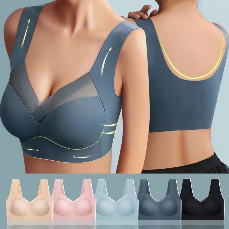 Breathable Mesh Sports Bra Wireless Push Up Sports Bra Padded Gym Workout Bra For Women beige xl