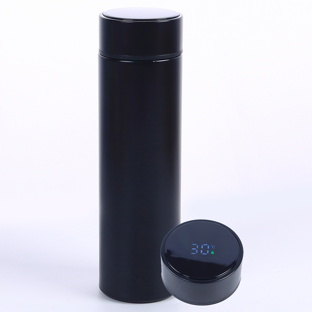 Smart Water Bottle With LED Temperature Display Stainless Steel Insulated Water Flask & Tea Infuser white