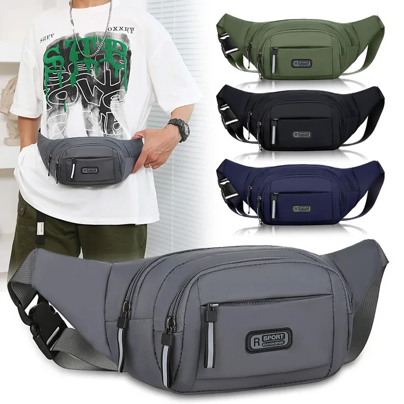 Mens Canvas Fanny Pack Ultra Thin Anti Theft Waistbag For Running Sports And Outdoor Activities grey