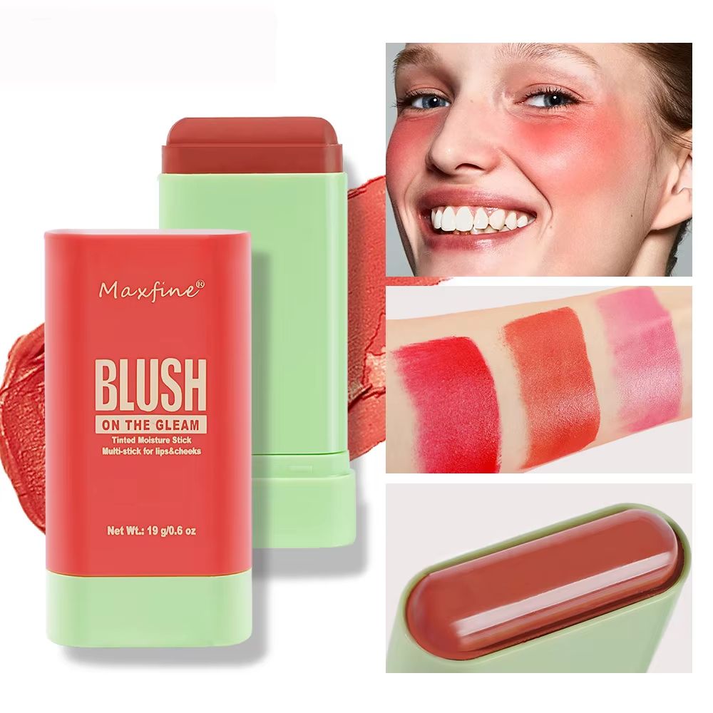 Multi Use Blush Stick Waterproof Long Lasting Cream Blush Stick Moisturizing Cheek & Lip Tint rose Pink