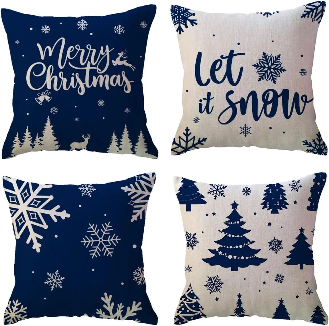 Blue Snowflake Christmas Pillow Cover style 4 17.7 17.7 In