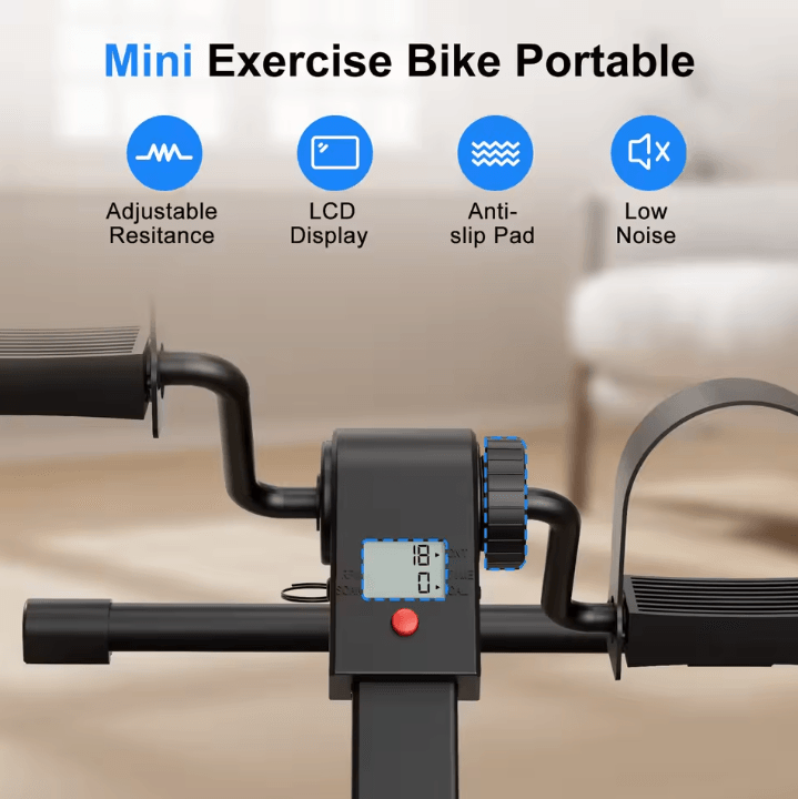 Under Desk Mini Exercise Bike Folding Pedal Exerciser With LCD Display For Leg And Arm Workouts Under Desk Mini Exercise Bike Folding Pedal Exerciser With LCD Display For Leg And Arm Workouts