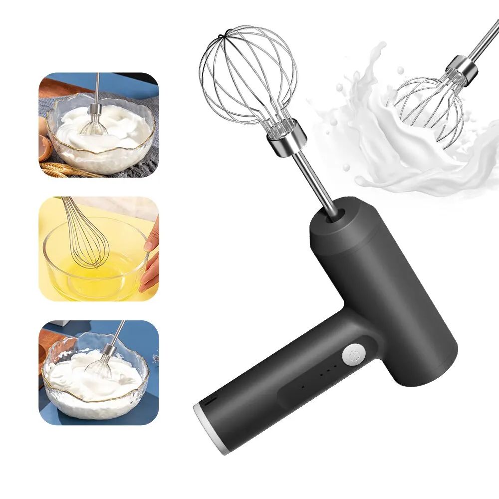 Wireless Electric Hand Mixer Portable 3 Speed Egg Beater Kitchen Tool white