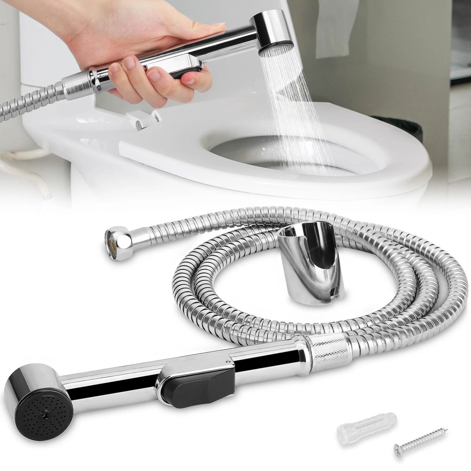 Hand Held Toilet Bidet Sprayer Bathroom Shower Head With Hose Eco Friendly And Adjustable Water Pressure Hand Held Toilet Bidet Sprayer Bathroom Shower Head With Hose Eco Friendly And Adjustable Water Pressure