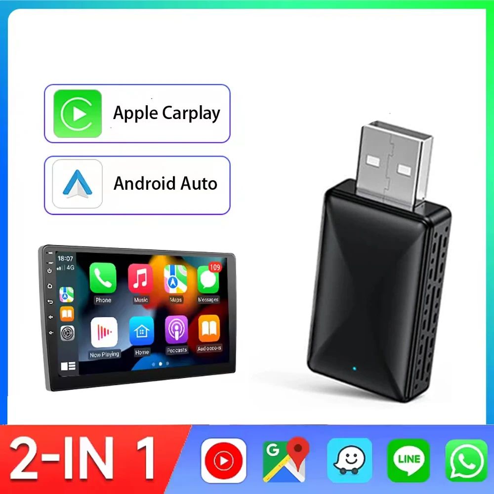 2 in 1 Wireless CarPlay Adapter And Android Auto Wireless Adapter USB Plug And Play Converter For OEM Car Stereo model U2 x