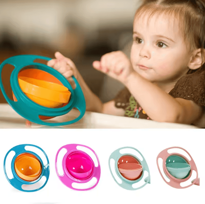 360 Rotating Spill Proof Gyro Bowl For Kids Anti Spill Baby Feeding Bowl rose