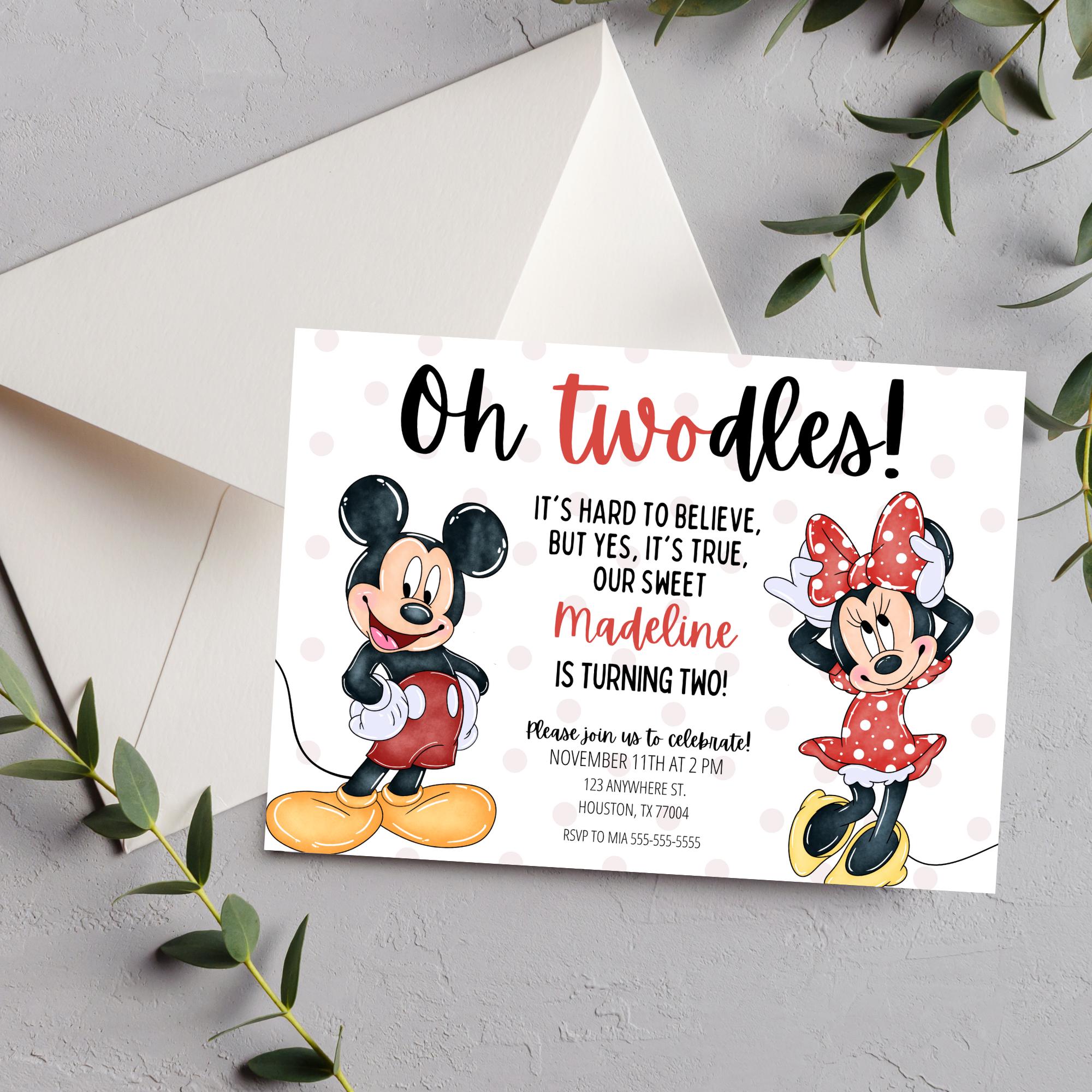 Invito oh twodles MODIFICABILE Minnie e Topolino 2o compleanno Invito di compleanno Oh Toodles Tema 2o compleanno DOWNLOAD IMMEDIATO