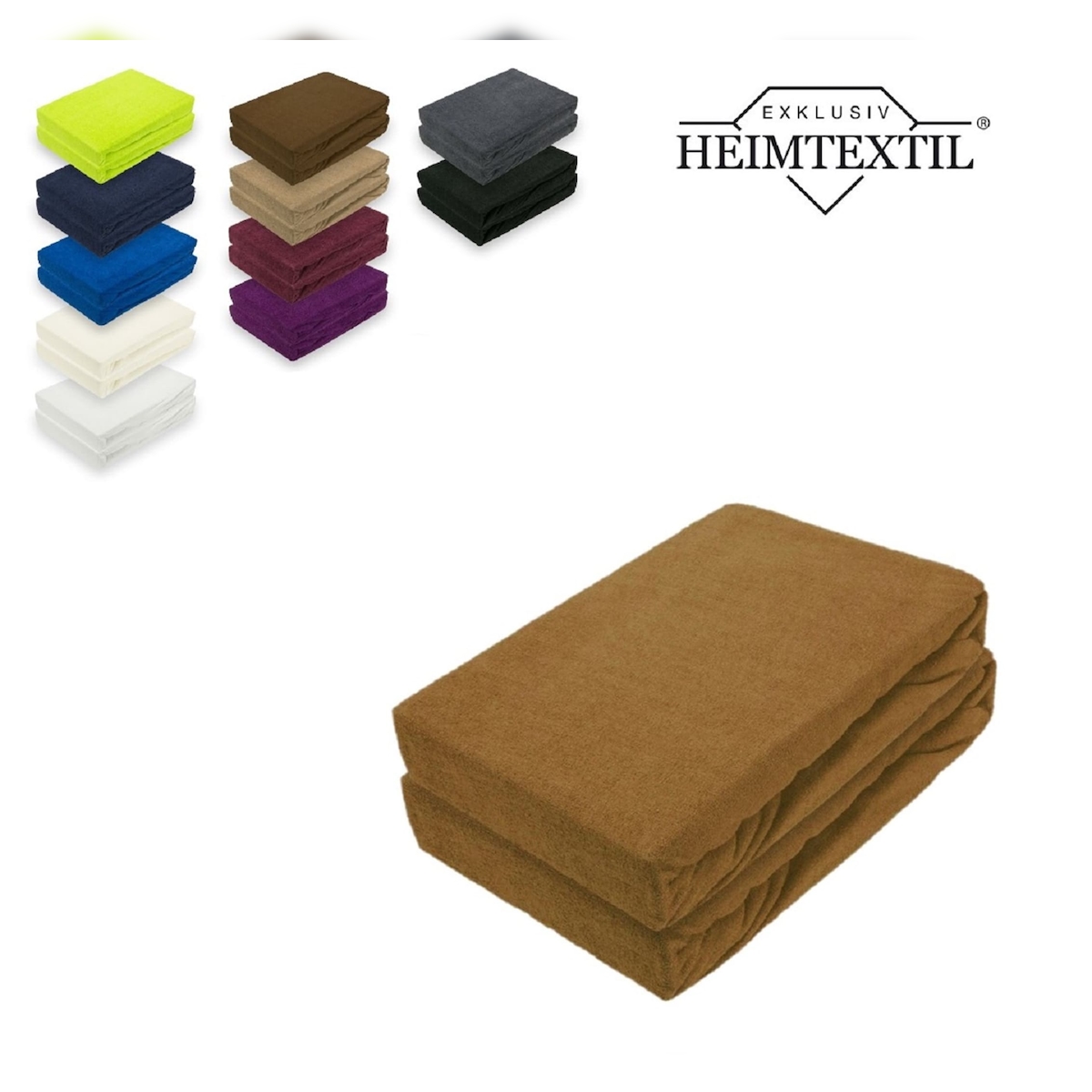EXKLUSIV HEIMTEXTIL Frottee Spannbettlaken Doppelpack Premium 60 - 70 x 140 cm Nougat Image